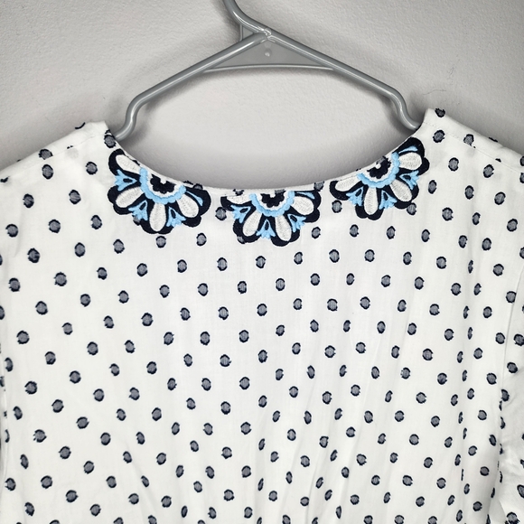 Boden Flossie Swiss Dot Embroidered Floral Midi Dress White and Blue Size 18R - Picture 12 of 15